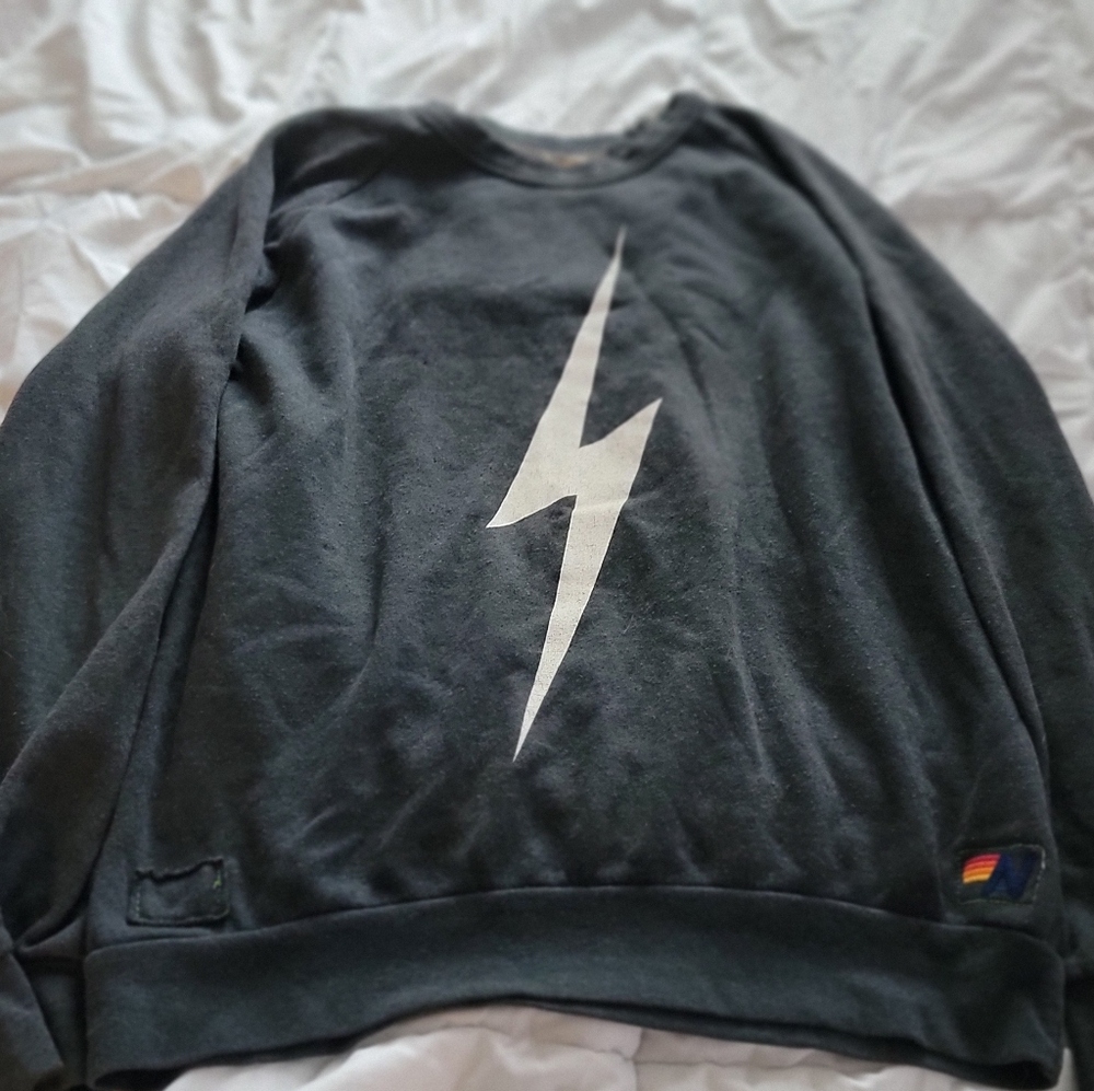 Aviator Nation Charcoal Sweatshirt Lightning BOLT
